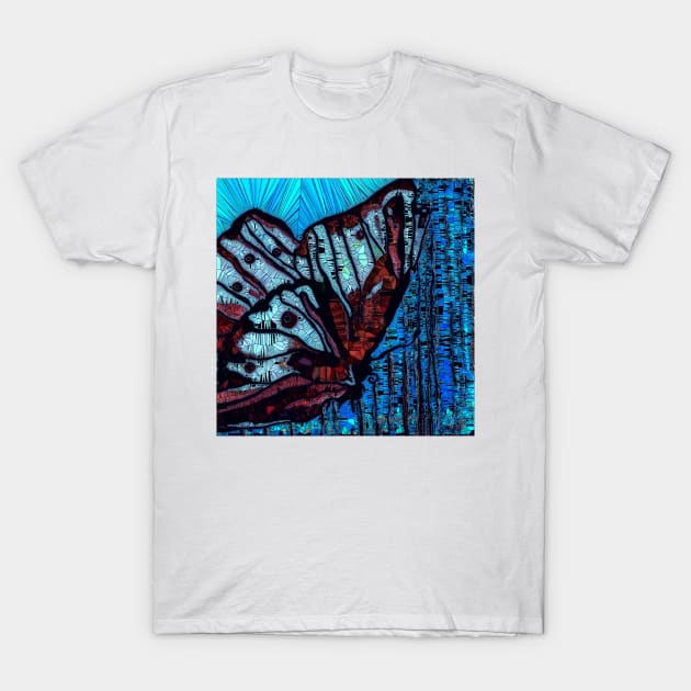 Mosaic Butterfly Blue T-Shirt by Overthetopsm